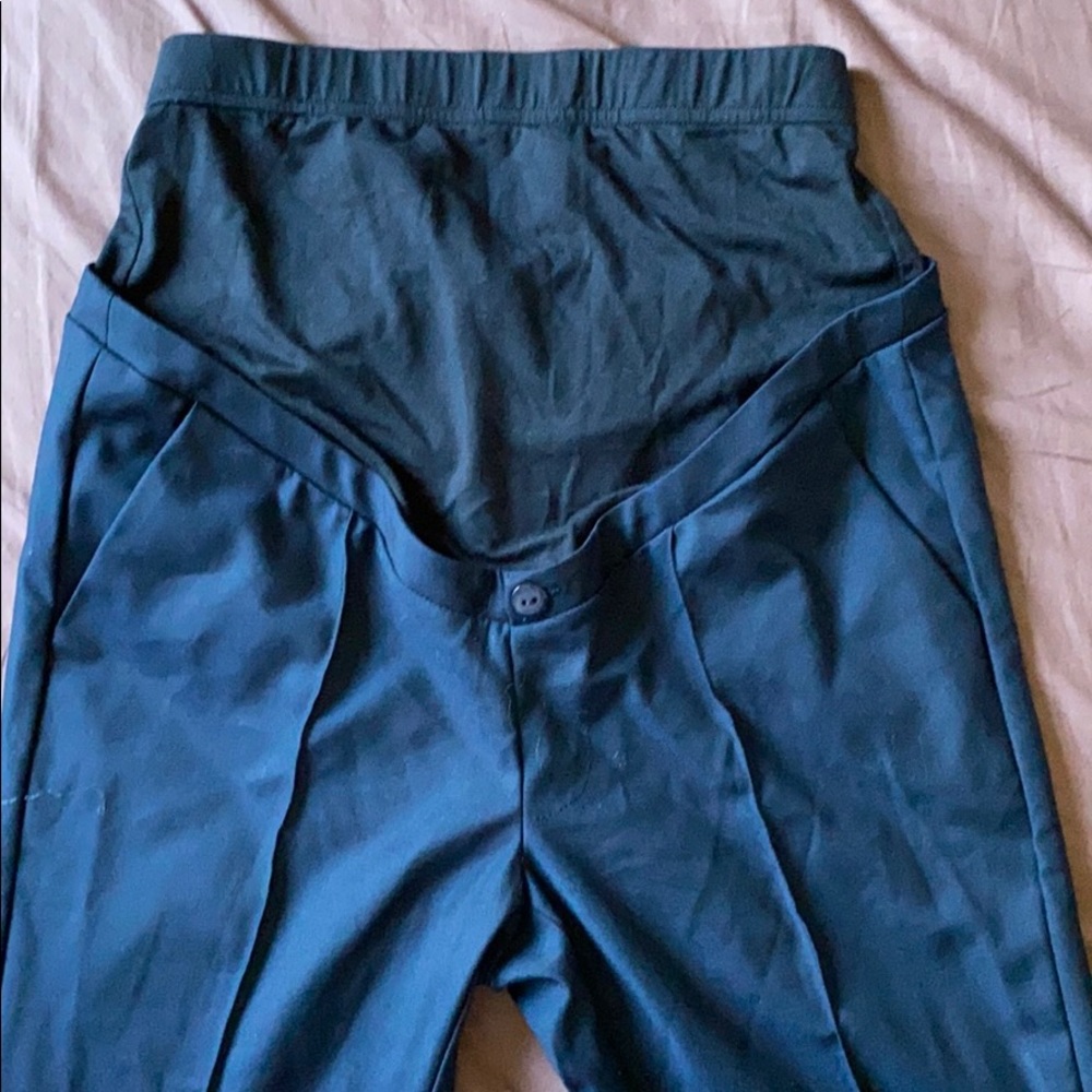 Size 2 Navy Maternity Slim Leg Work Slacks